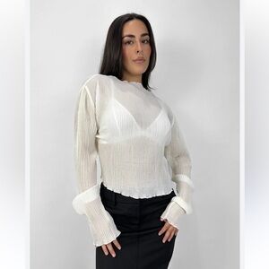 Mango Sheer Bell Sleeve Blouse